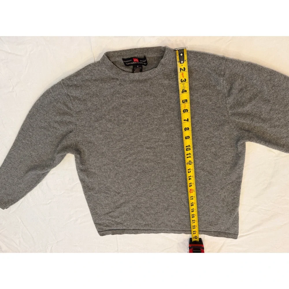Members Mark Mens Cashmere Sweater Gray Crewneck Knit Size M Small Hole